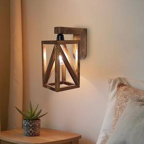 Symmetric Brown Solid Wood Wall Lights